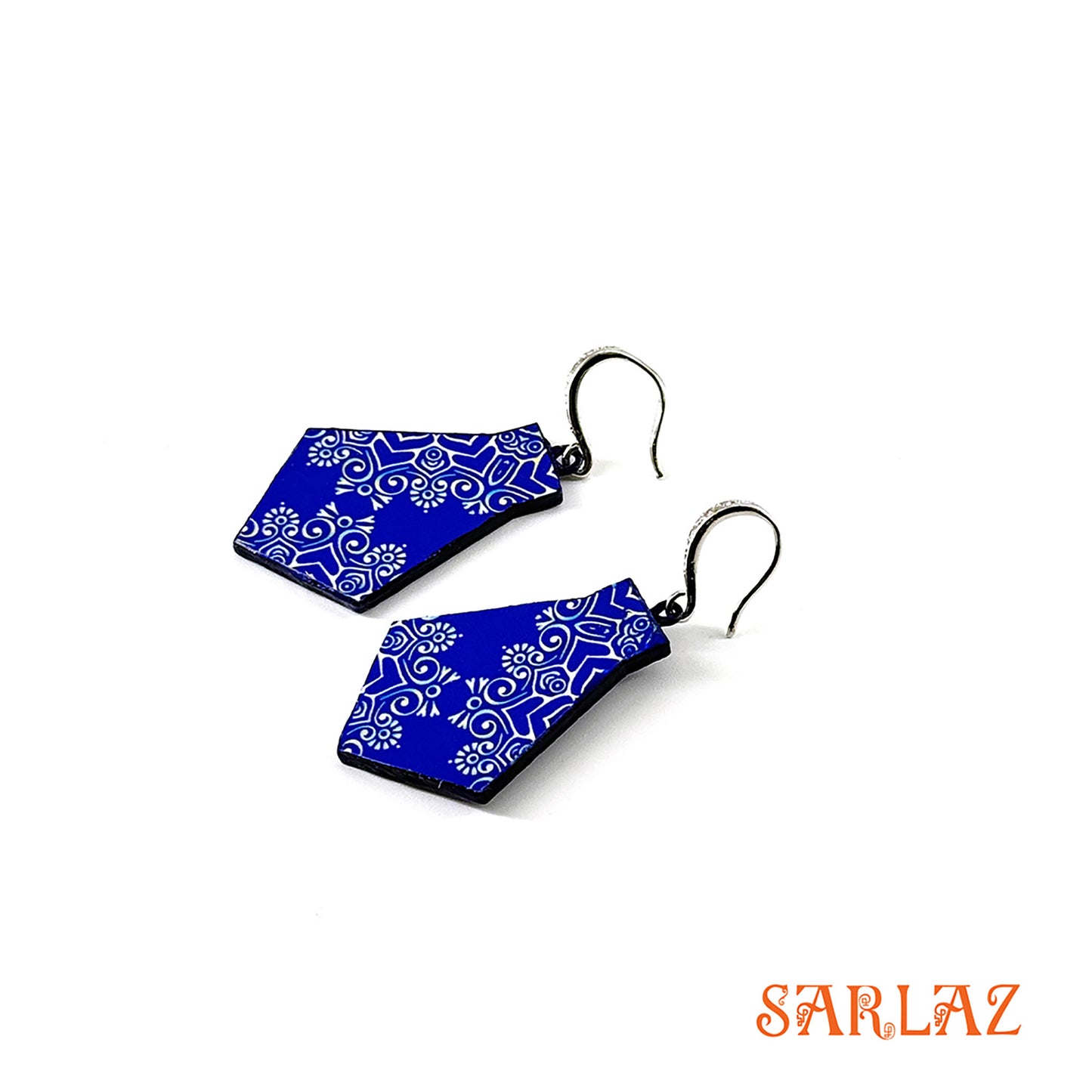 Cobalt Echo — Wood Earrings