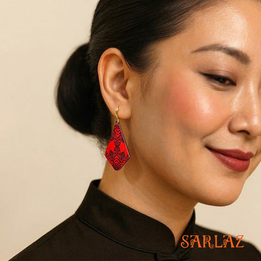 Ember Weave — Wood Earrings