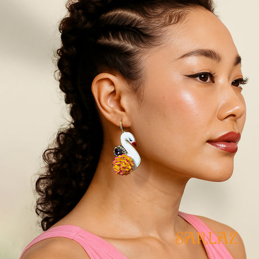 Graceful Swan Earrings — Nature Theme — Bird Statement earrings