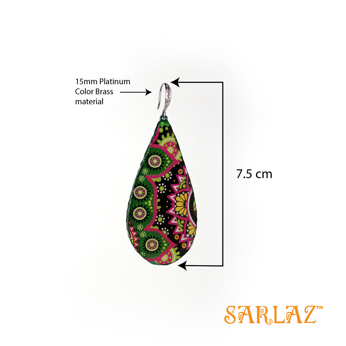 Harial black and green pattern earrings — Pattern theme jewellery