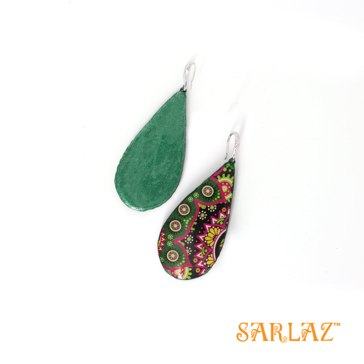 Harial black and green pattern earrings — Pattern theme jewellery