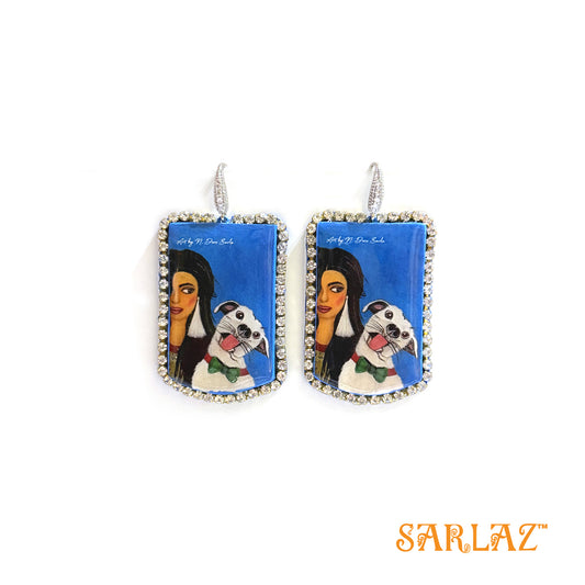 Kush — embellished badge rhinestone — Dog Theme earrings