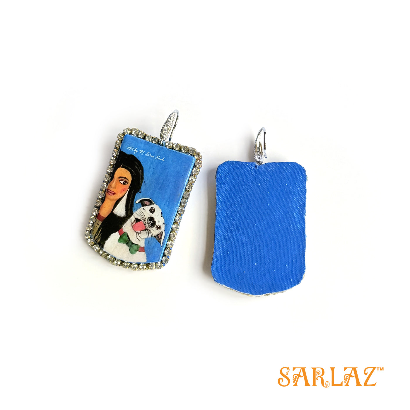 Kush — embellished badge rhinestone — Dog Theme earrings