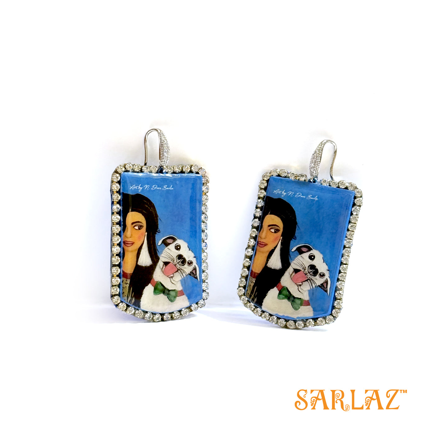 Kush — embellished badge rhinestone — Dog Theme earrings