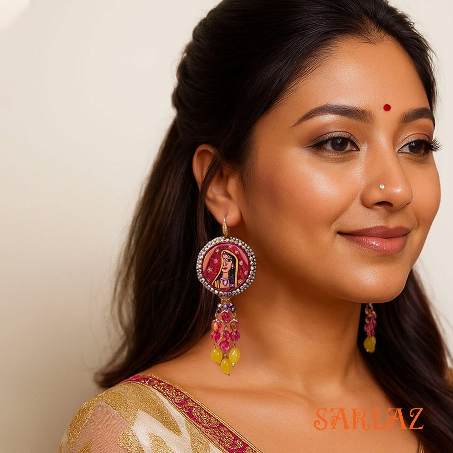 Mangalya — Embellished Circle setting — Bride Art earrings