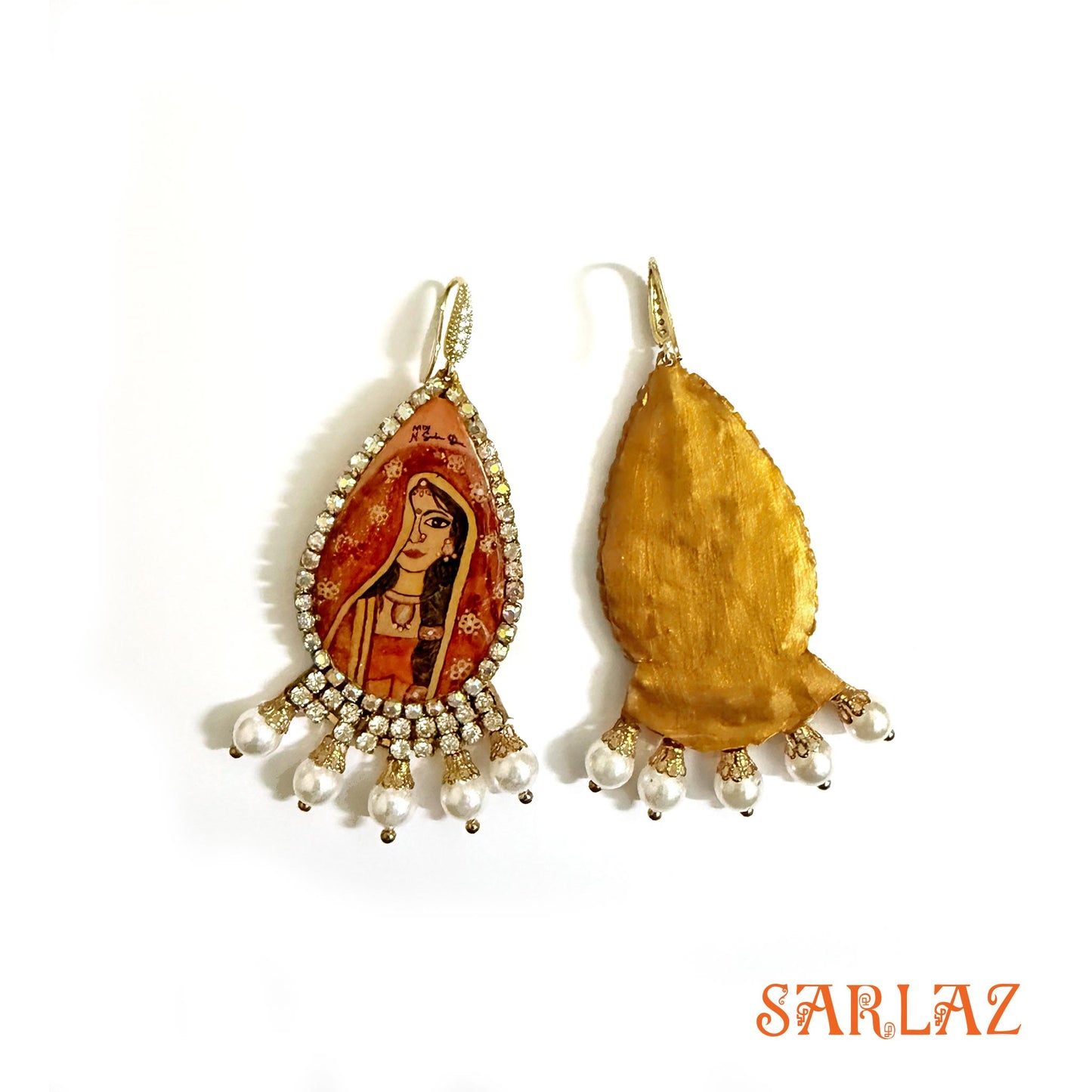 Mangalya —Teardrop Frame Pearl Setting — Bride Art earrings