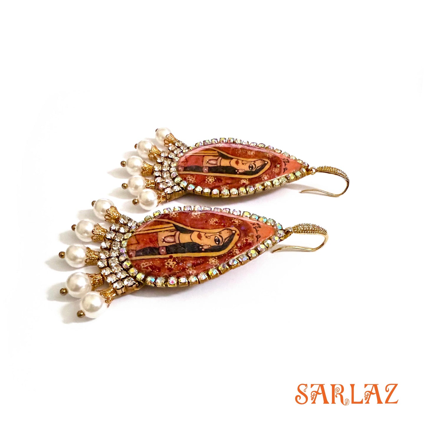 Mangalya —Teardrop Frame Pearl Setting — Bride Art earrings