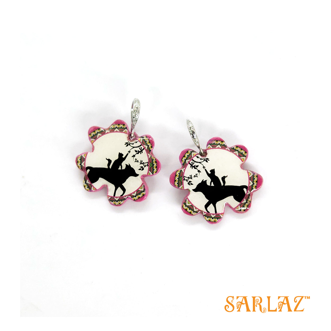 A Feline's Dream, Canine's Assist — Animal Theme Statement earrings