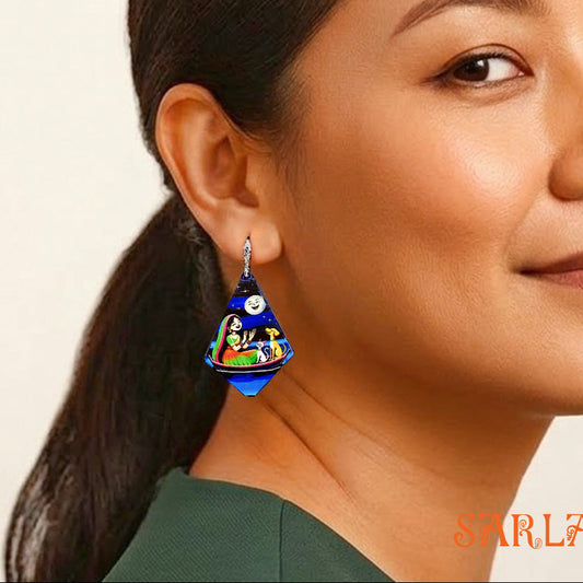 Moonlit Mirth — Wood Earrings