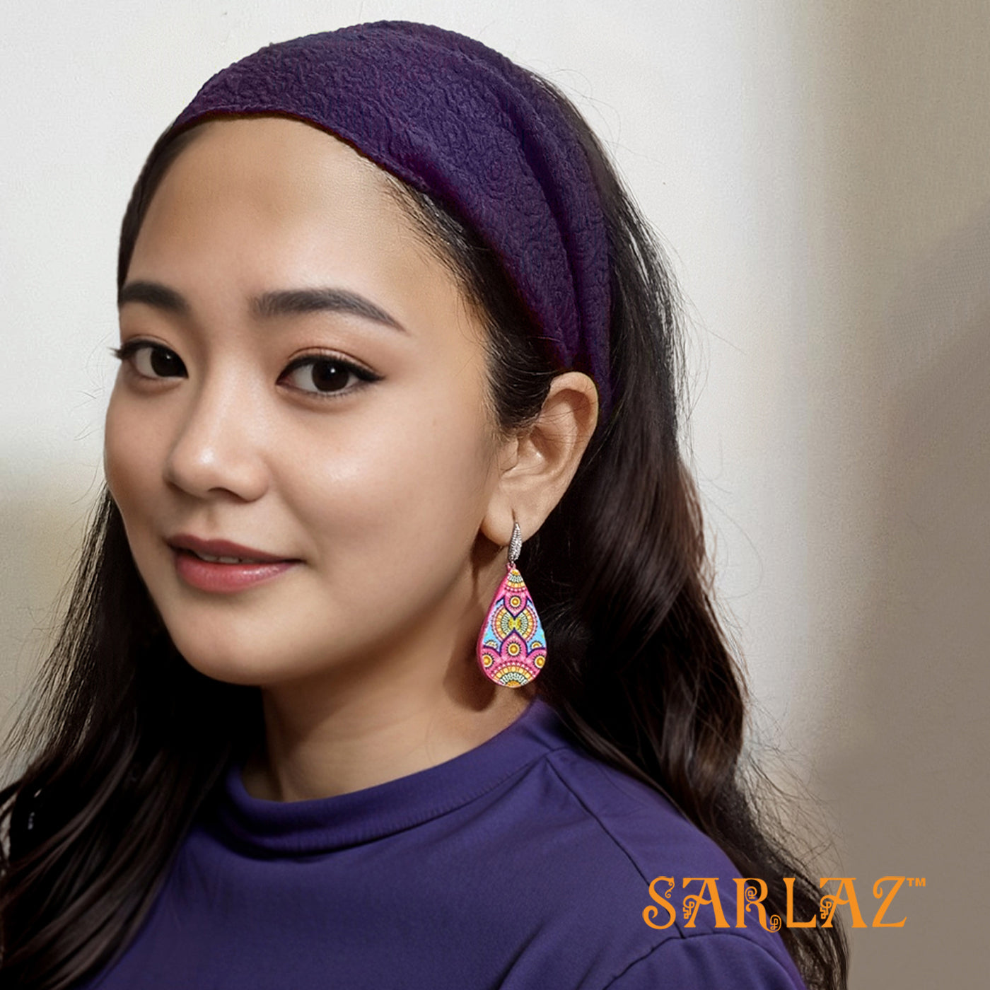 Pink Blue Narumi earrings — Pattern theme jewellery