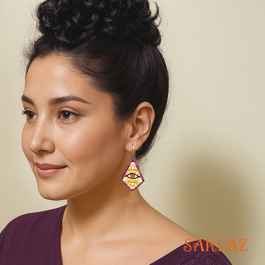 Regal Lotus Gaze — Wood Earrings