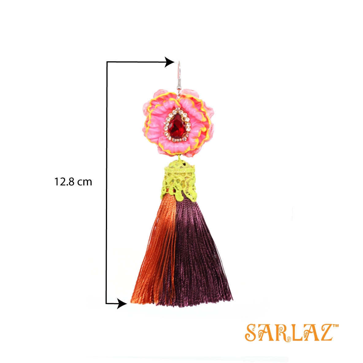 Tangerine Twilight Tassels — Flower Statement Earrings — Tassel Earrings