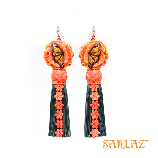 Maylea Flower Statement Earrings — Tassel Earrings — Butterfly earrings