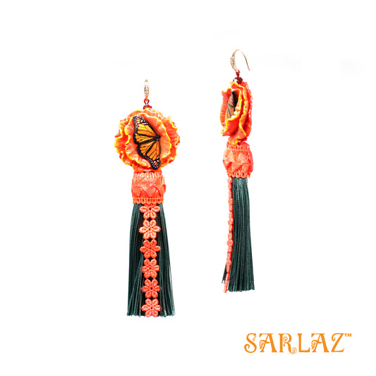 Maylea Flower Statement Earrings — Tassel Earrings — Butterfly earrings