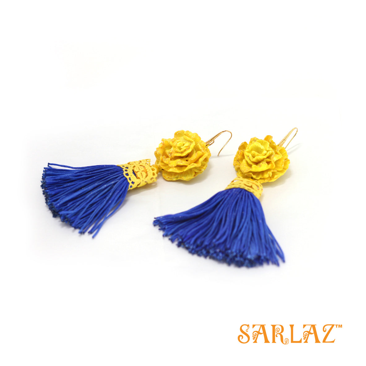 Mirella Flower Statement Earrings — Glitter Tassel Earrings