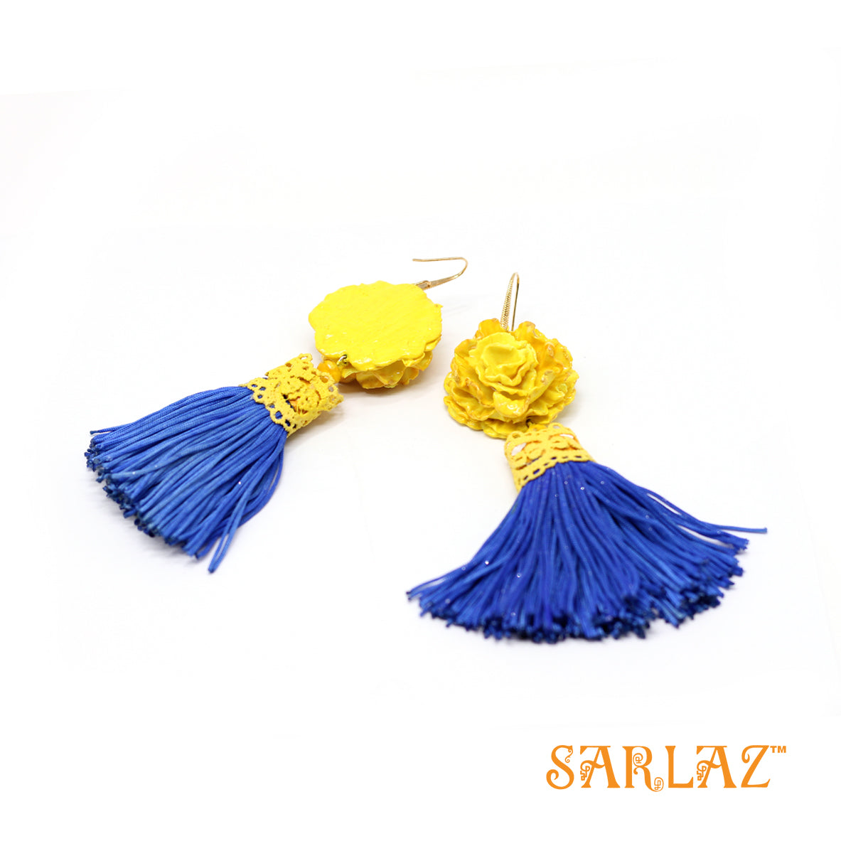 Mirella Flower Statement Earrings — Glitter Tassel Earrings