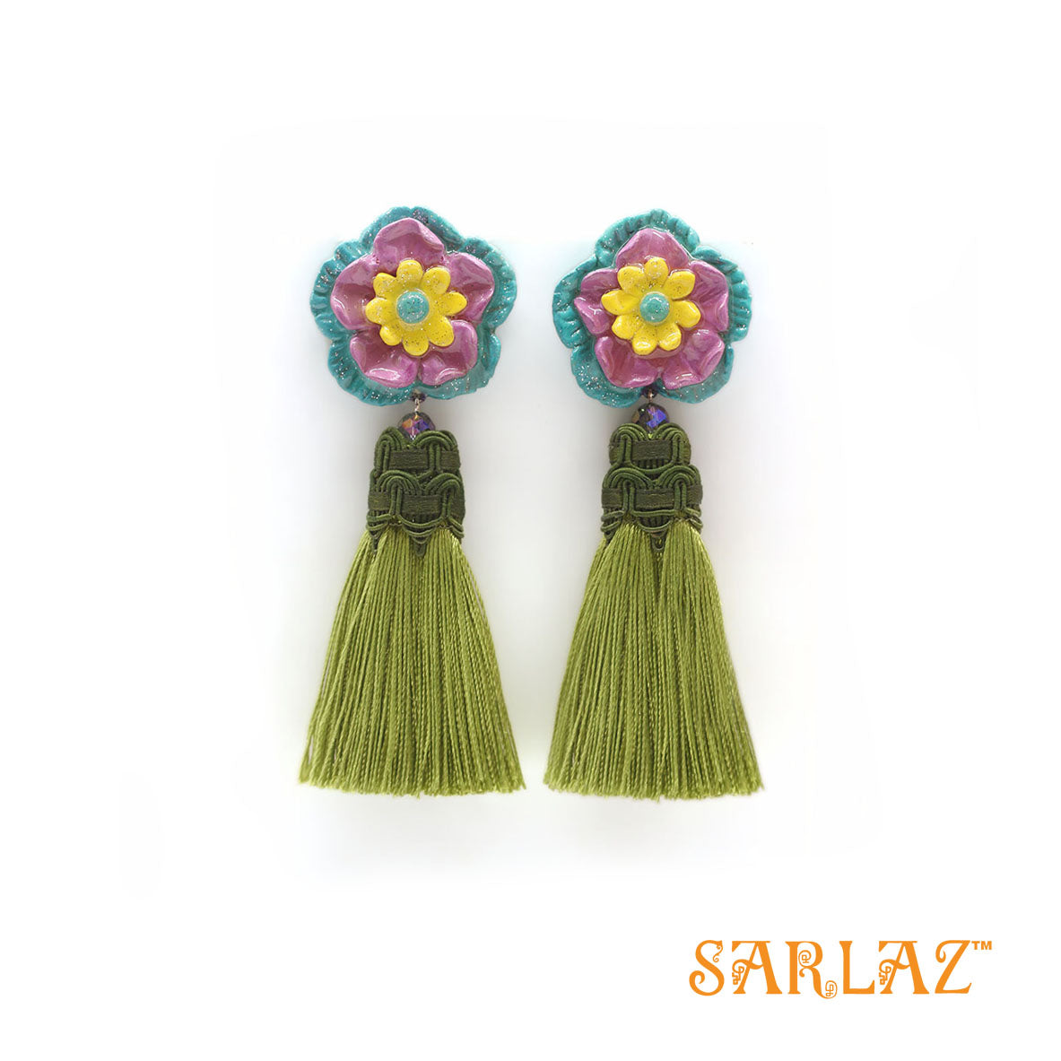 Vibrant Flower Statement Earrings-Tassel Earrings