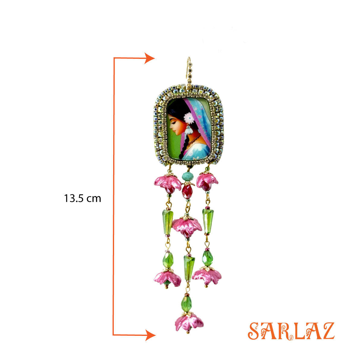 Timeless Poise — Floral Tassel Frame — Woman Art Earrings