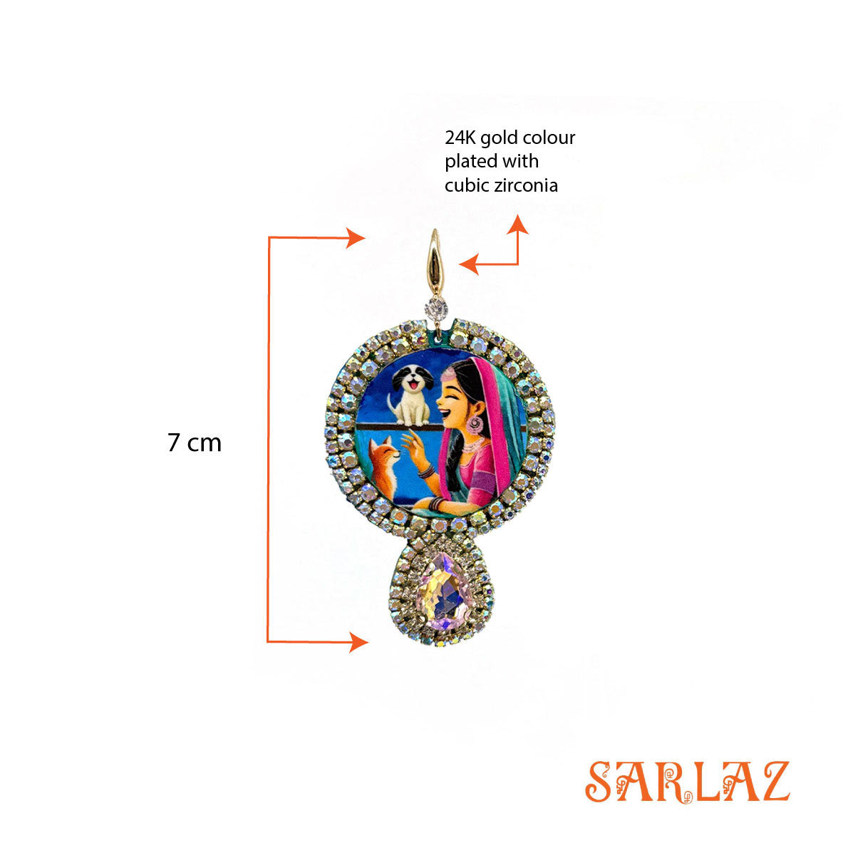 Window Whimsy — Circle Stone-Studded Setting — Puppy and Kitty Art