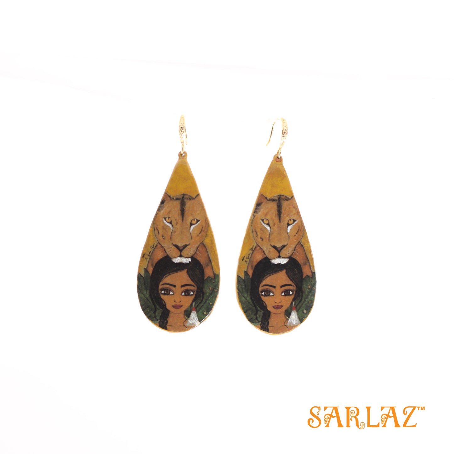 Kalyanee — Teardrop Shape — Lioness Art Earrings