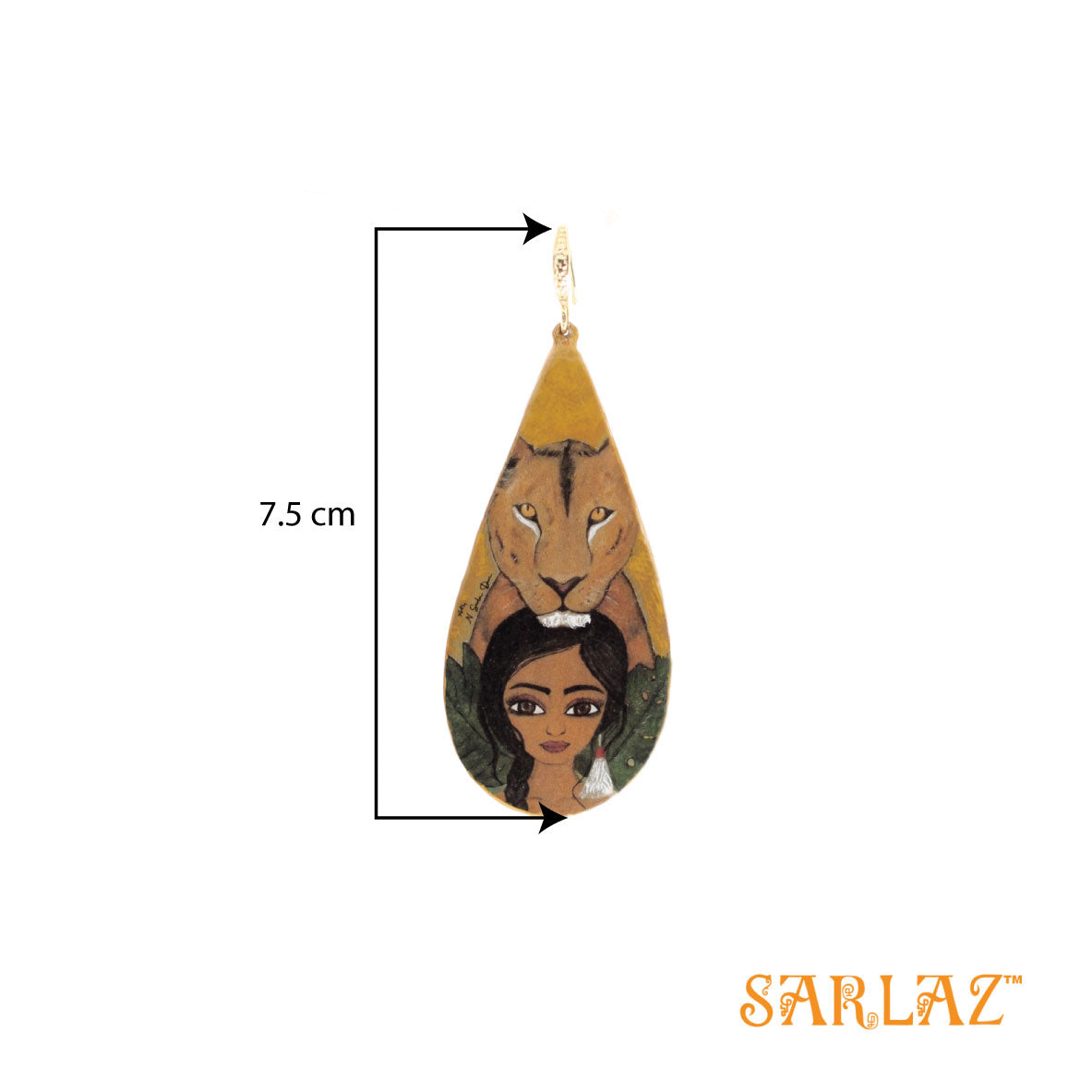 Kalyanee — Teardrop Shape — Lioness Art Earrings