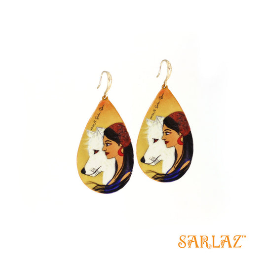 Akira — Teardrop Shape  — White Wolf Art Earrings