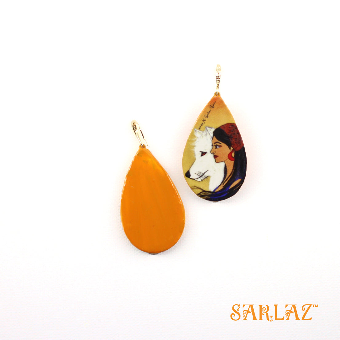 Akira — Teardrop Shape  — White Wolf Art Earrings