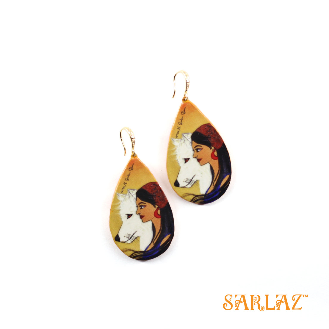 Akira — Teardrop Shape  — White Wolf Art Earrings