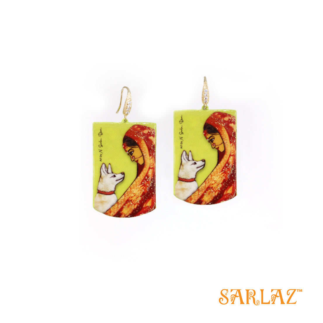 Anugraha — Badge Shape — Dog Art Earrings