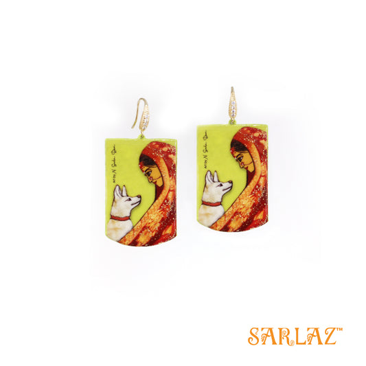 Anugraha — Badge Shape — Dog Art Earrings