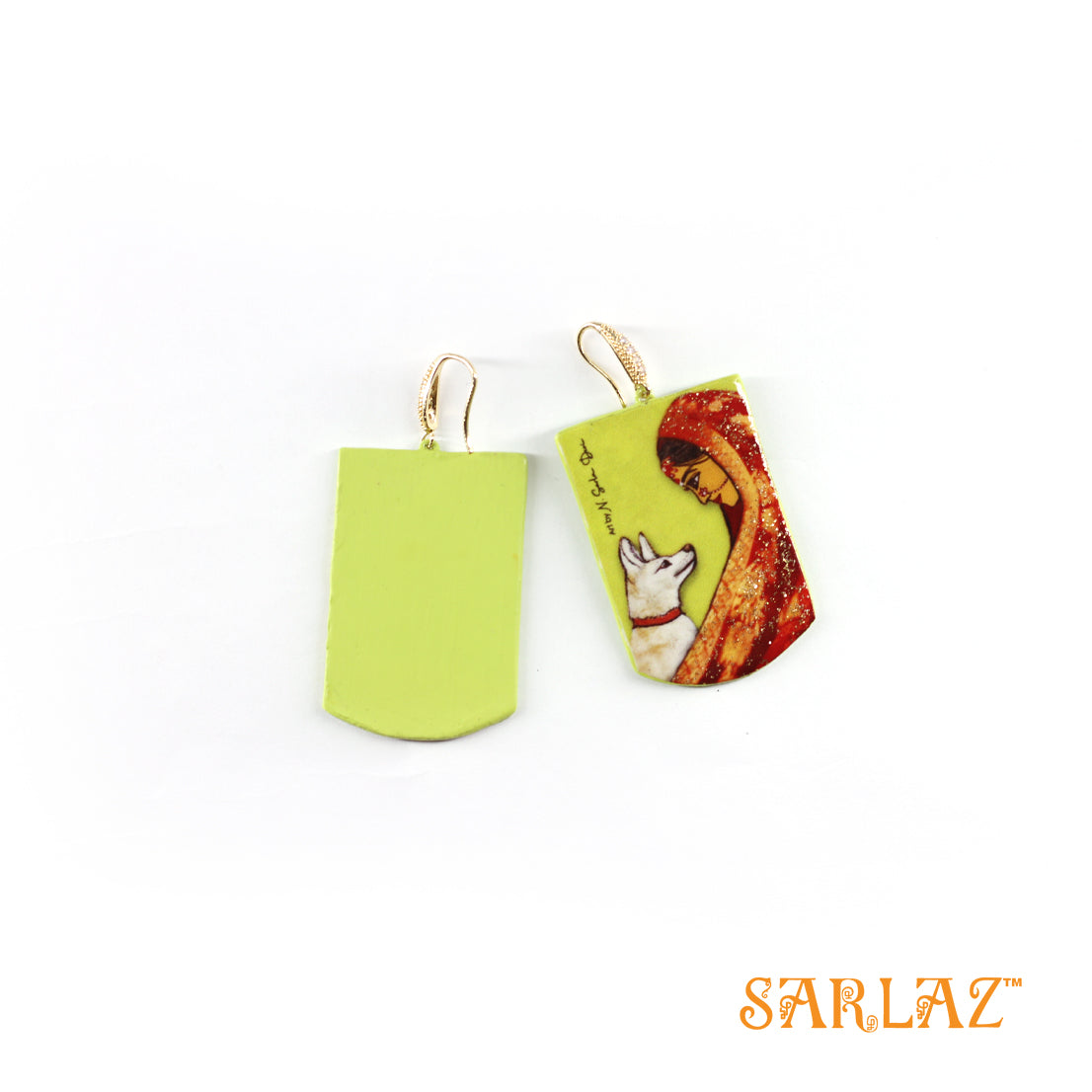 Anugraha — Badge Shape — Dog Art Earrings