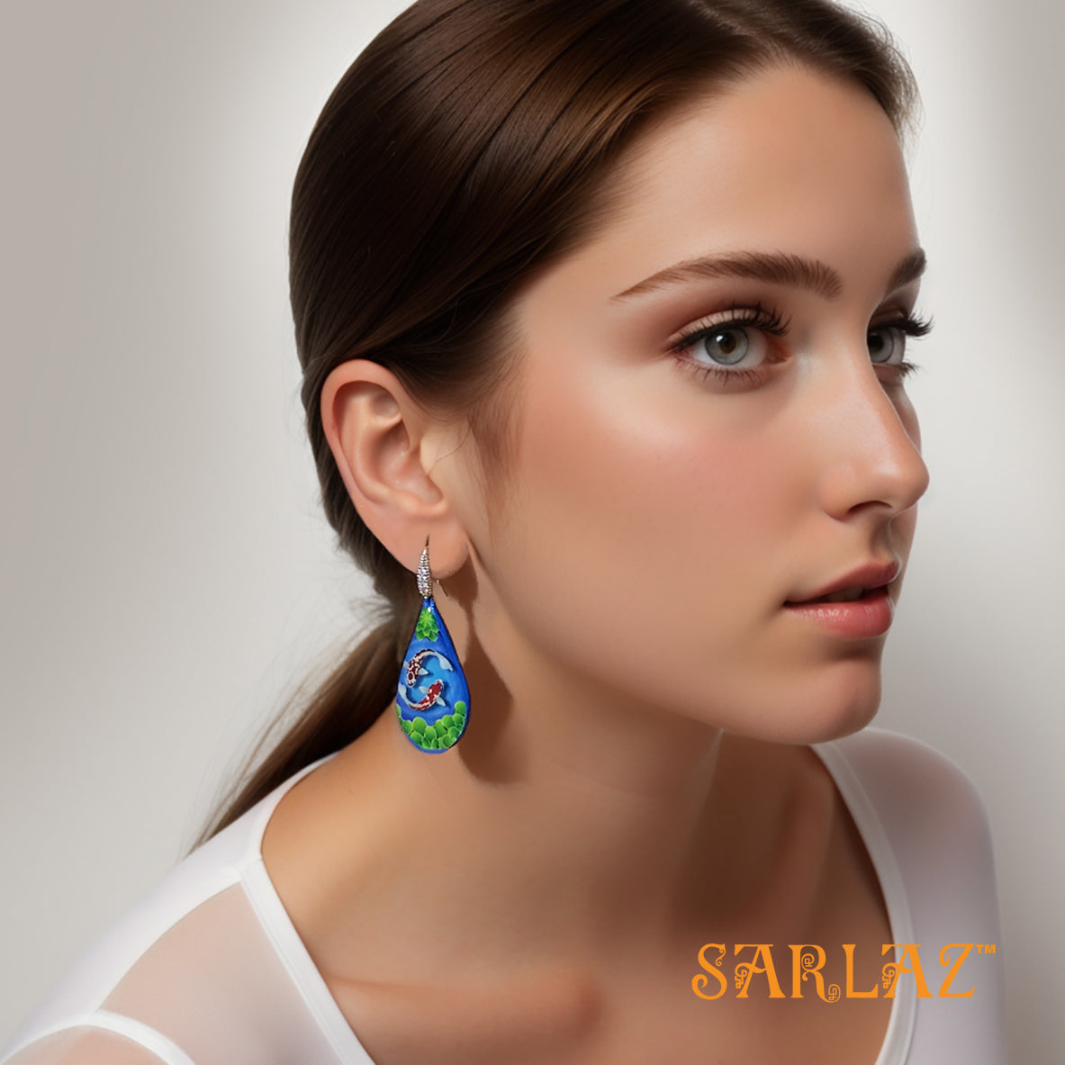 Placid Blue Koi Fish Earrings — Animal Theme Statement earrings