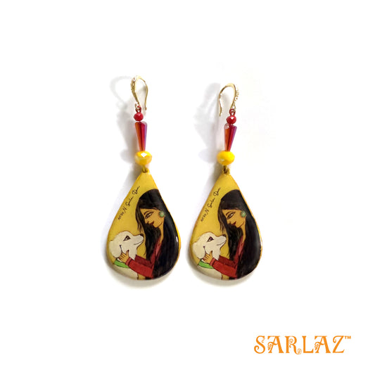 Denara — Teardrop Shape Dangle earrings — Dog Art Earrings