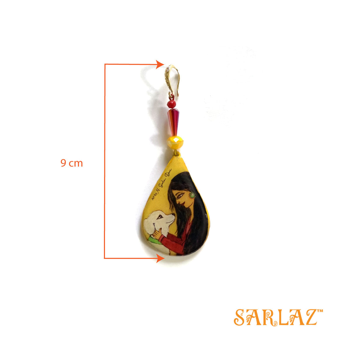 Denara — Teardrop Shape Dangle earrings — Dog Art Earrings