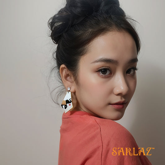 Abstract Shape Elephant love — Animal Theme Statement earrings — Heart to heart