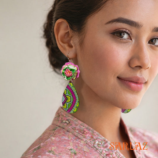 Aura Mosaic Drops Earrings — Nature Theme — Floral Statement earrings