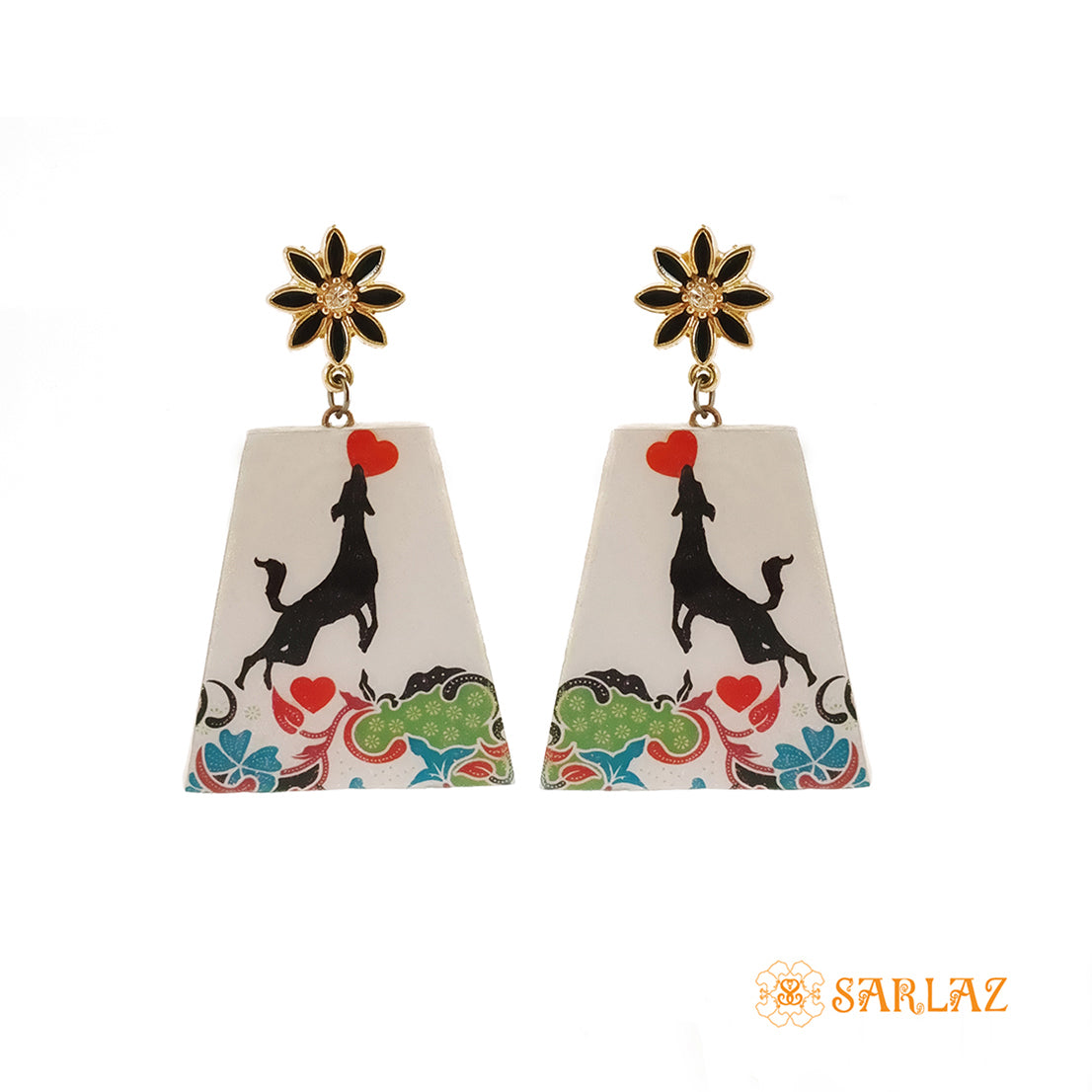 Grateful Heart Trapezium Shape Art earrings — Dog lovers Statement earrings — Dog Art