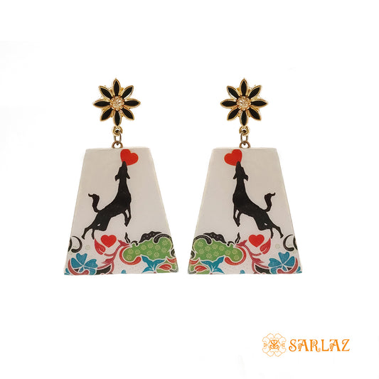 Grateful Heart Trapezium Shape Art earrings — Dog lovers Statement earrings — Dog Art