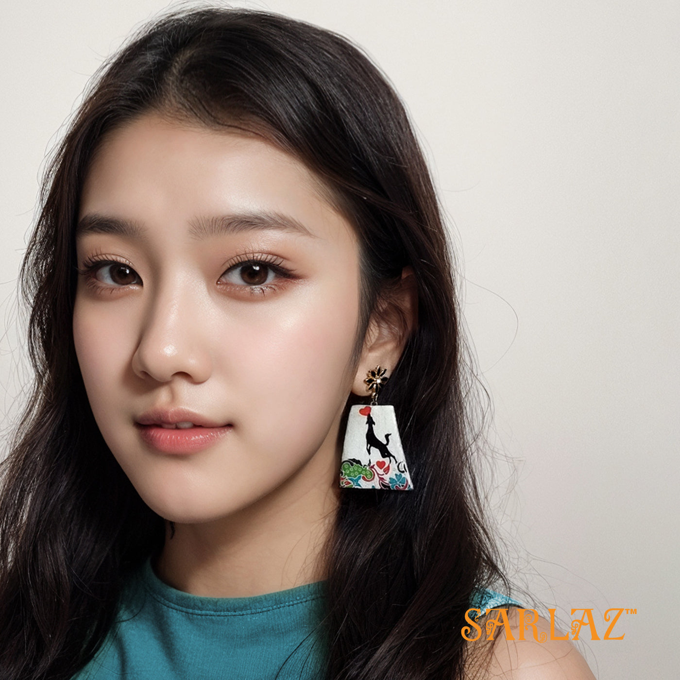 Grateful Heart Trapezium Shape Art earrings — Dog lovers Statement earrings — Dog Art