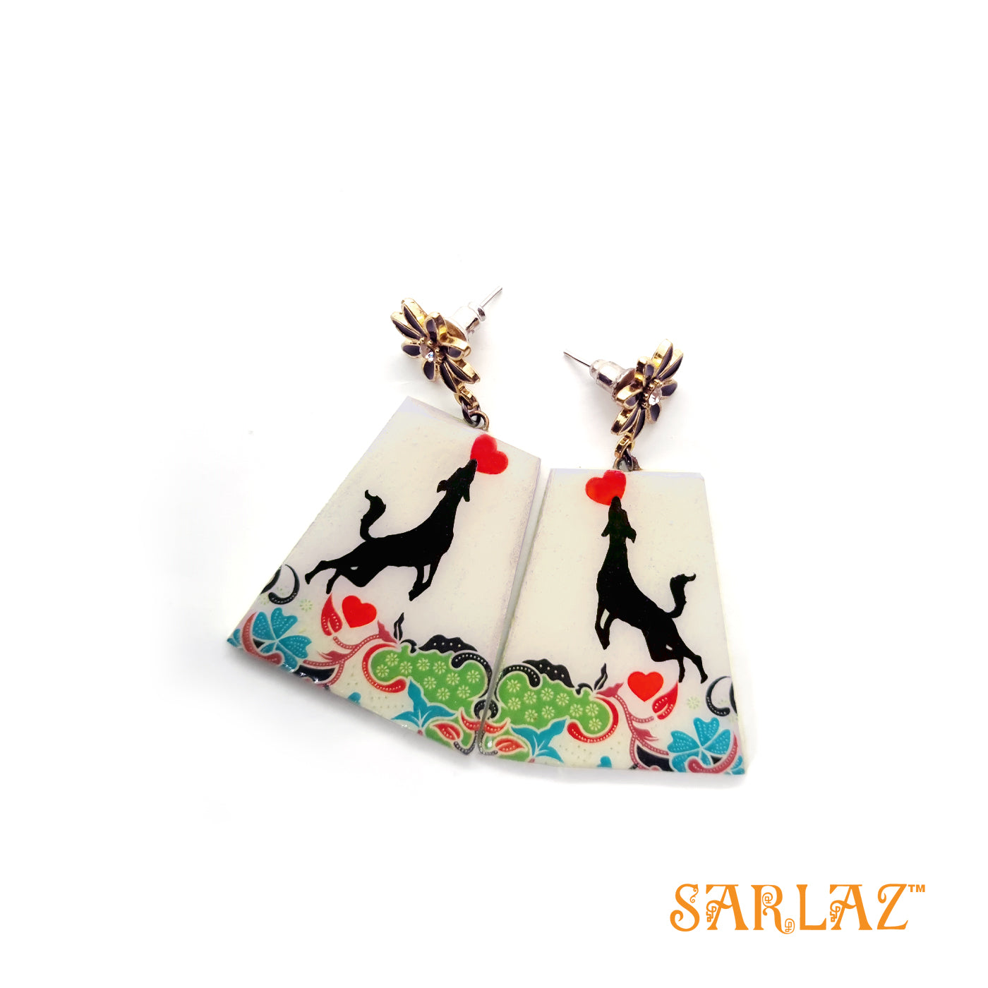 Grateful Heart Trapezium Shape Art earrings — Dog lovers Statement earrings — Dog Art