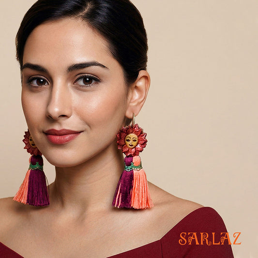 Hemera Flower Statement Earrings — Face Earrings — Tassel Earrings