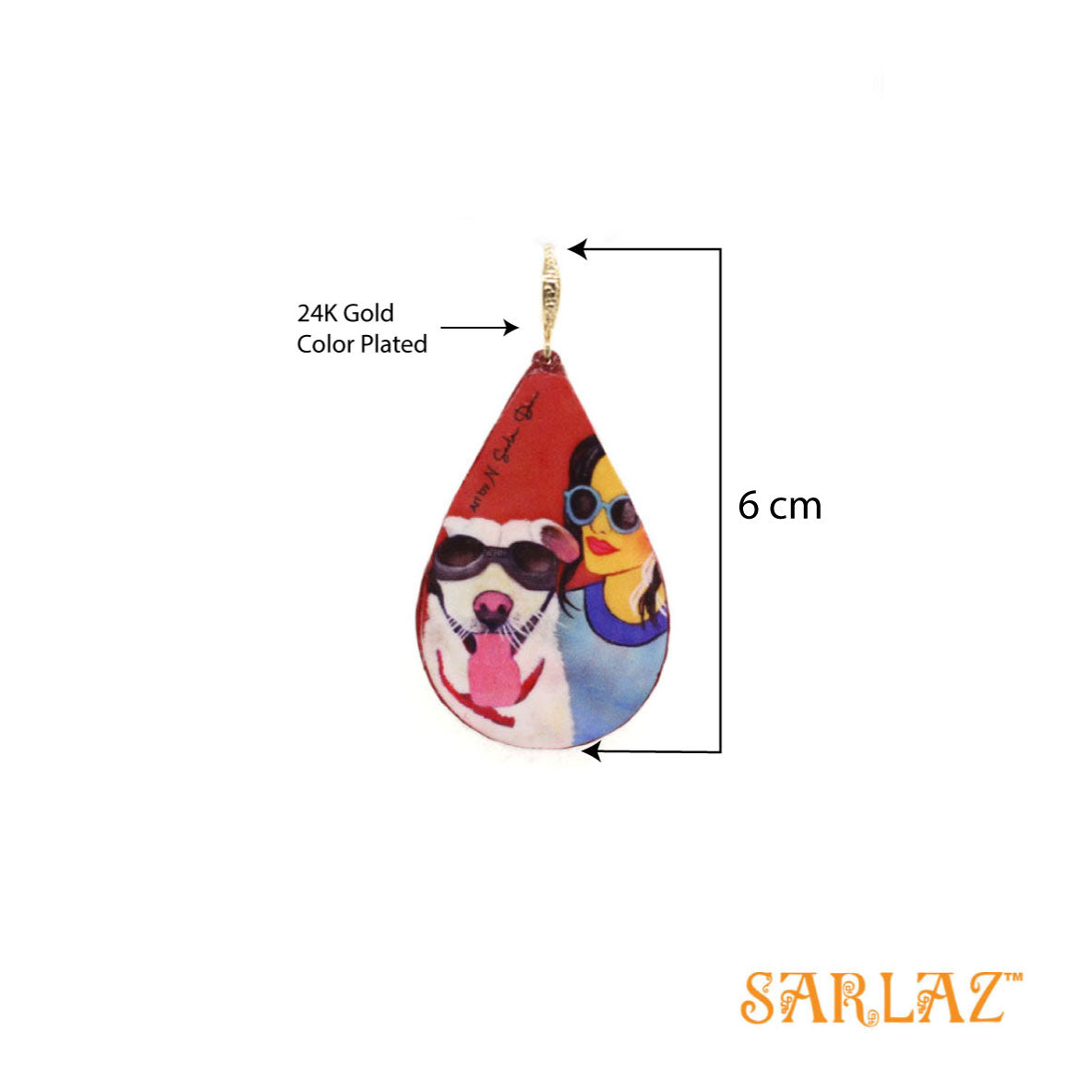 Kanna — Teardrop Shape — Dog Art Earrings