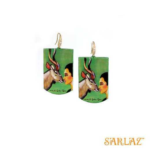 Laranya — Badge Shape — Kudu Art Earrings