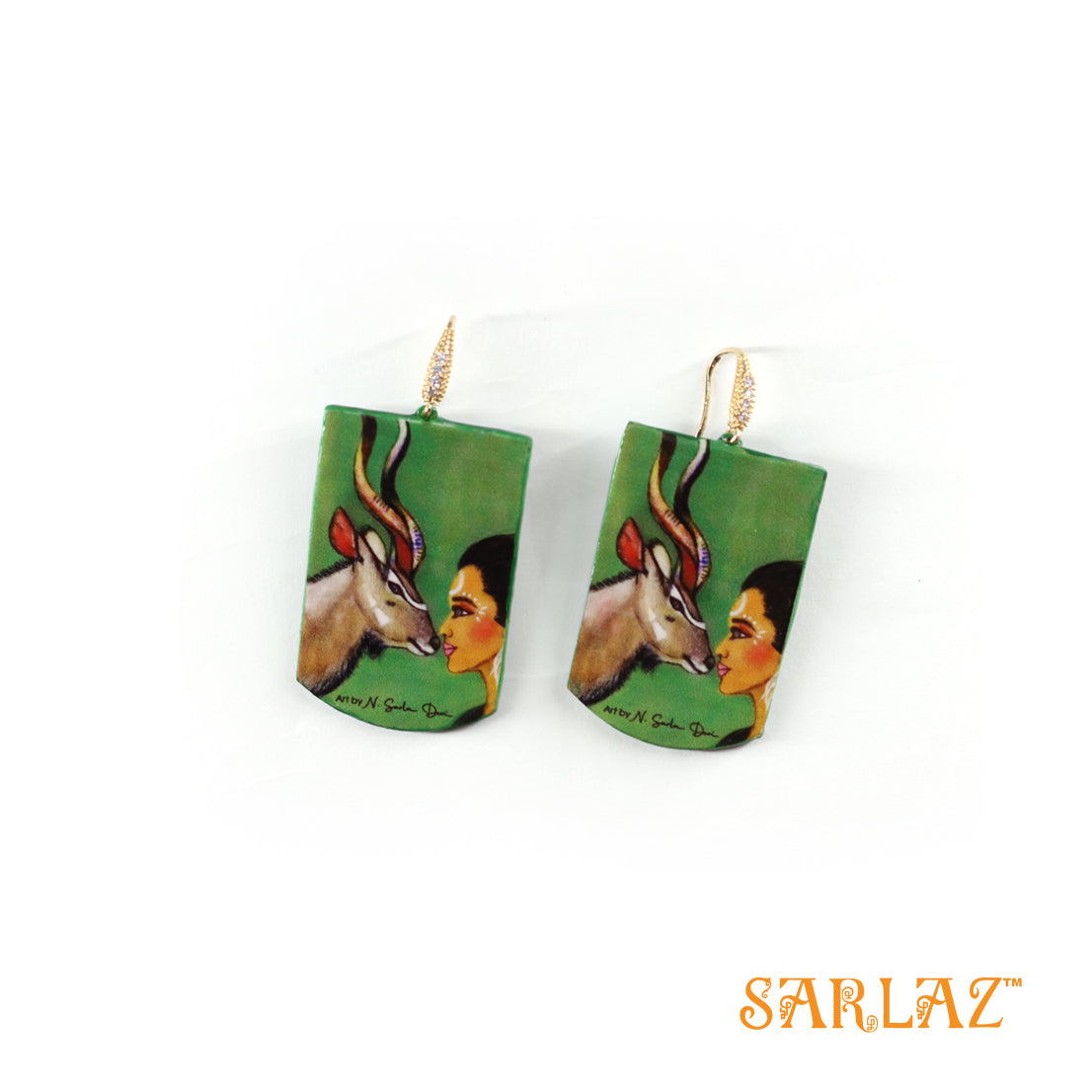Laranya — Badge Shape — Kudu Art Earrings