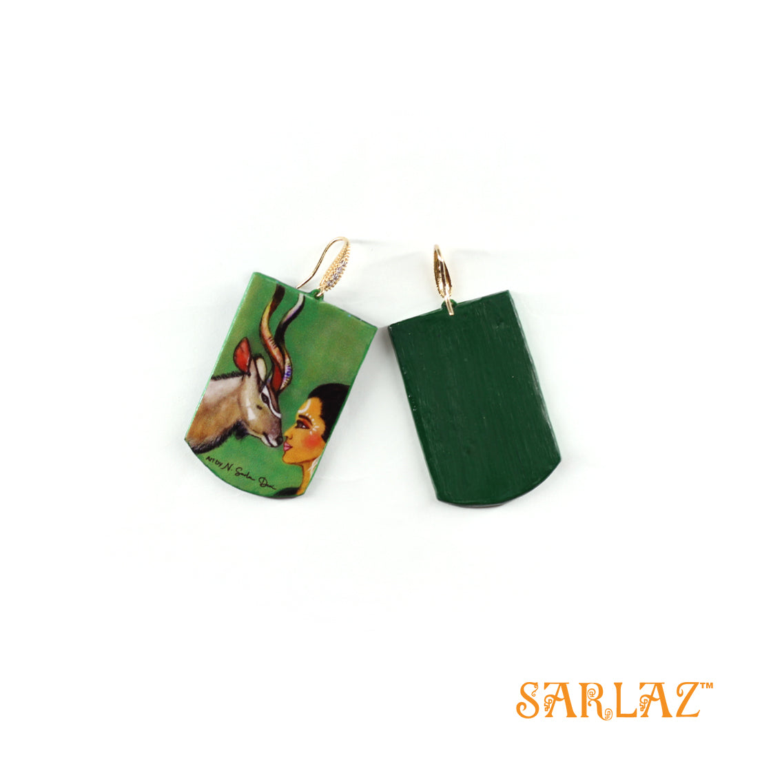 Laranya — Badge Shape — Kudu Art Earrings