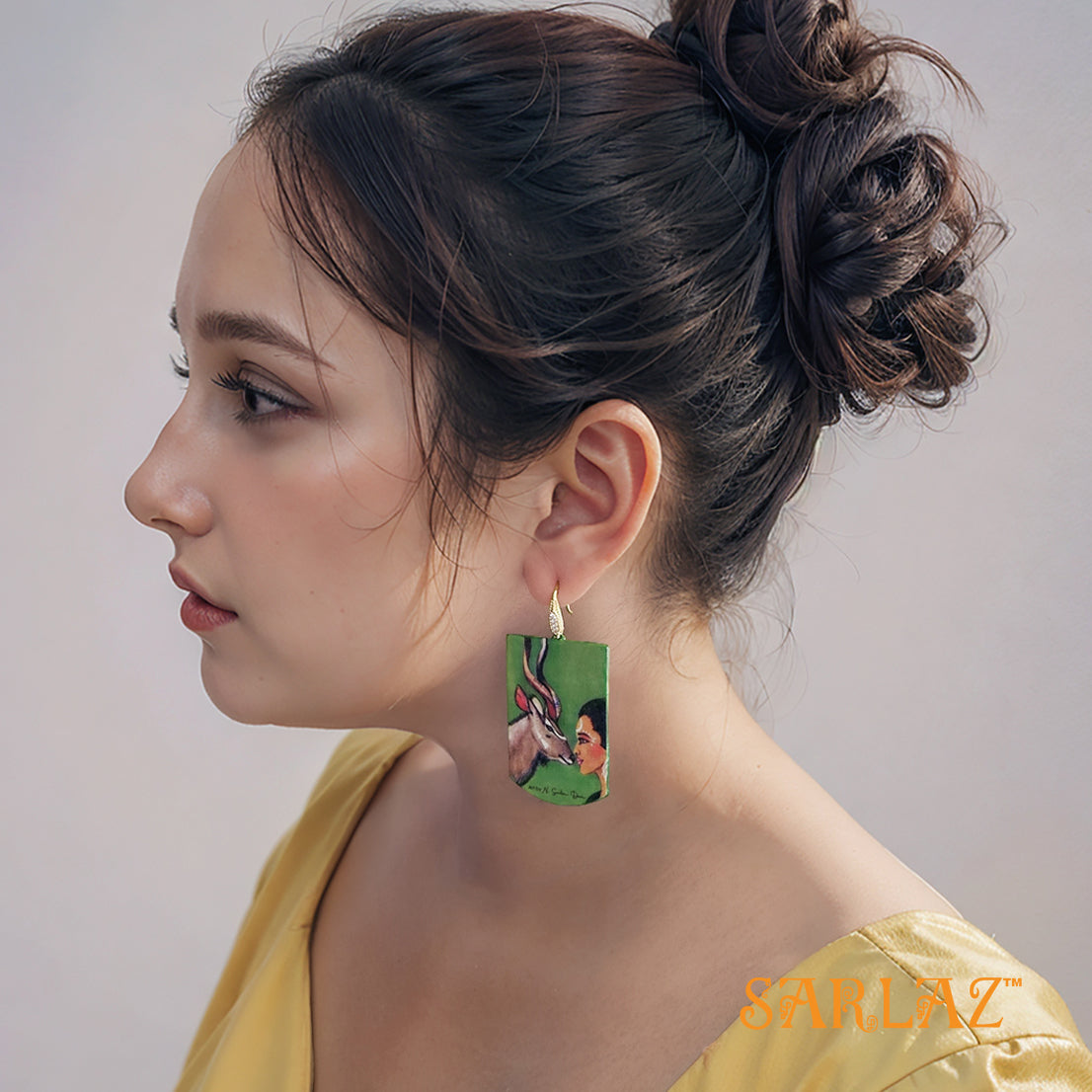 Laranya — Badge Shape — Kudu Art Earrings