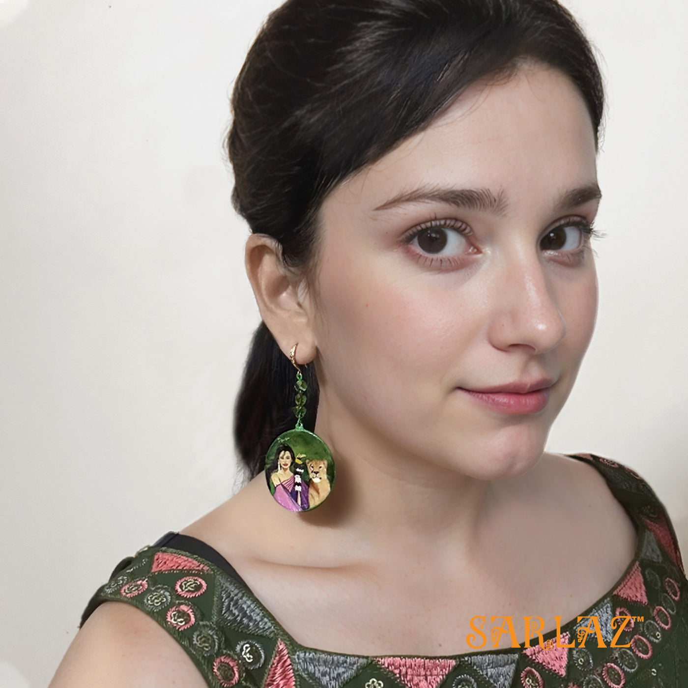 Leondra  —  Circle Shape earrings — Lioness Art Earrings