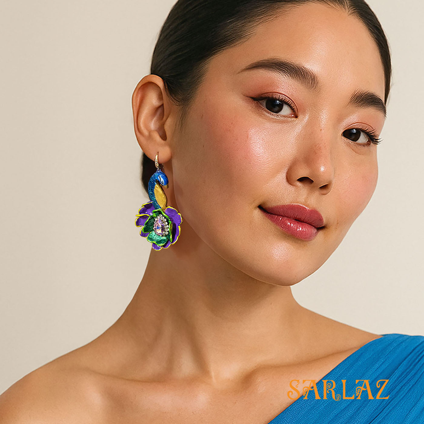 Peacock Radiance Earrings — Nature Theme — Bird Statement earrings