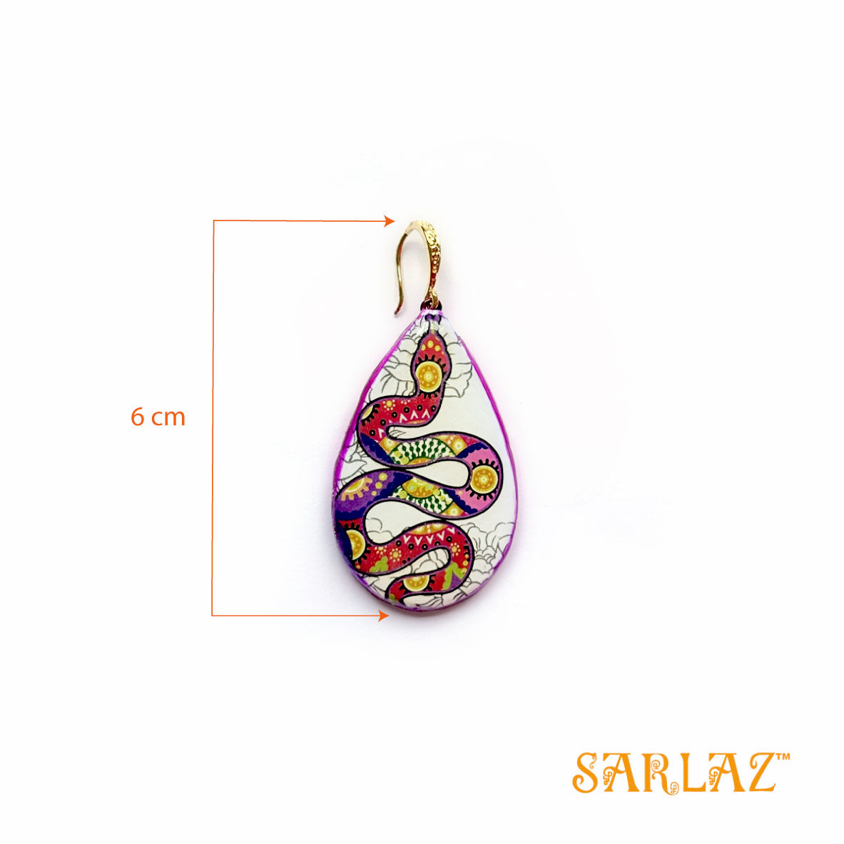 Purple Art Snake — Animal Theme Statement earrings — Heart to heart