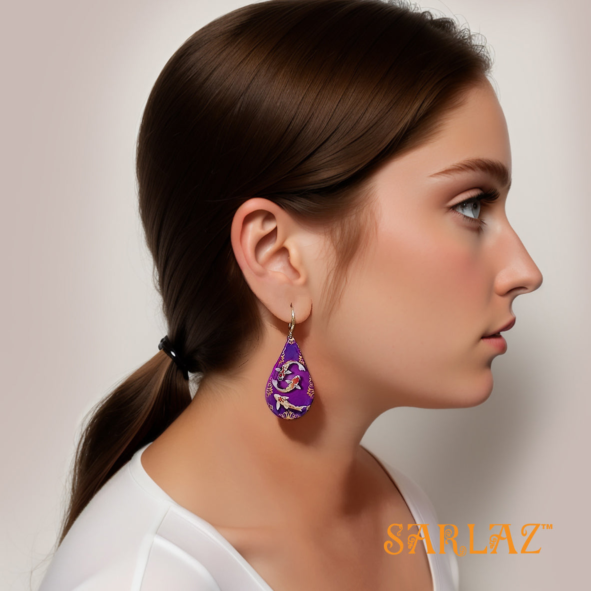 Vivacious Purple Koi Fish Earrings — Animal Theme Statement earrings